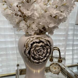 Elegant White and Gold Floral Vase